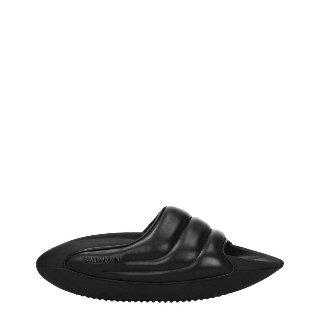Balmain Black Leather Slipper - Beyzy Store - Balmain