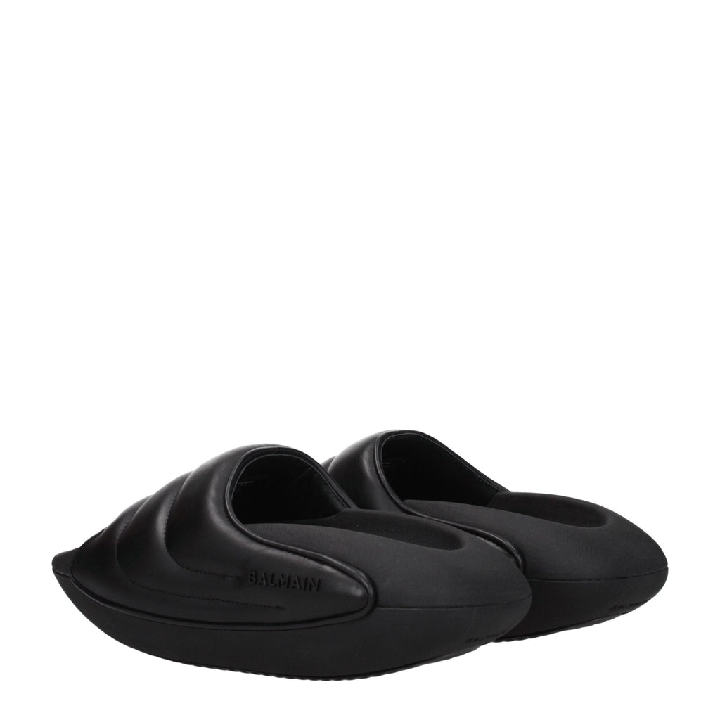 Balmain Black Leather Slipper - Beyzy Store - Balmain