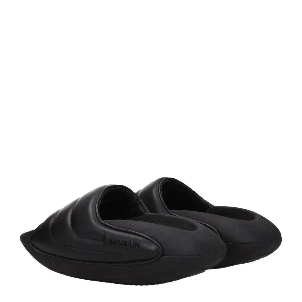 Balmain Black Leather Slipper - Beyzy Store - Balmain