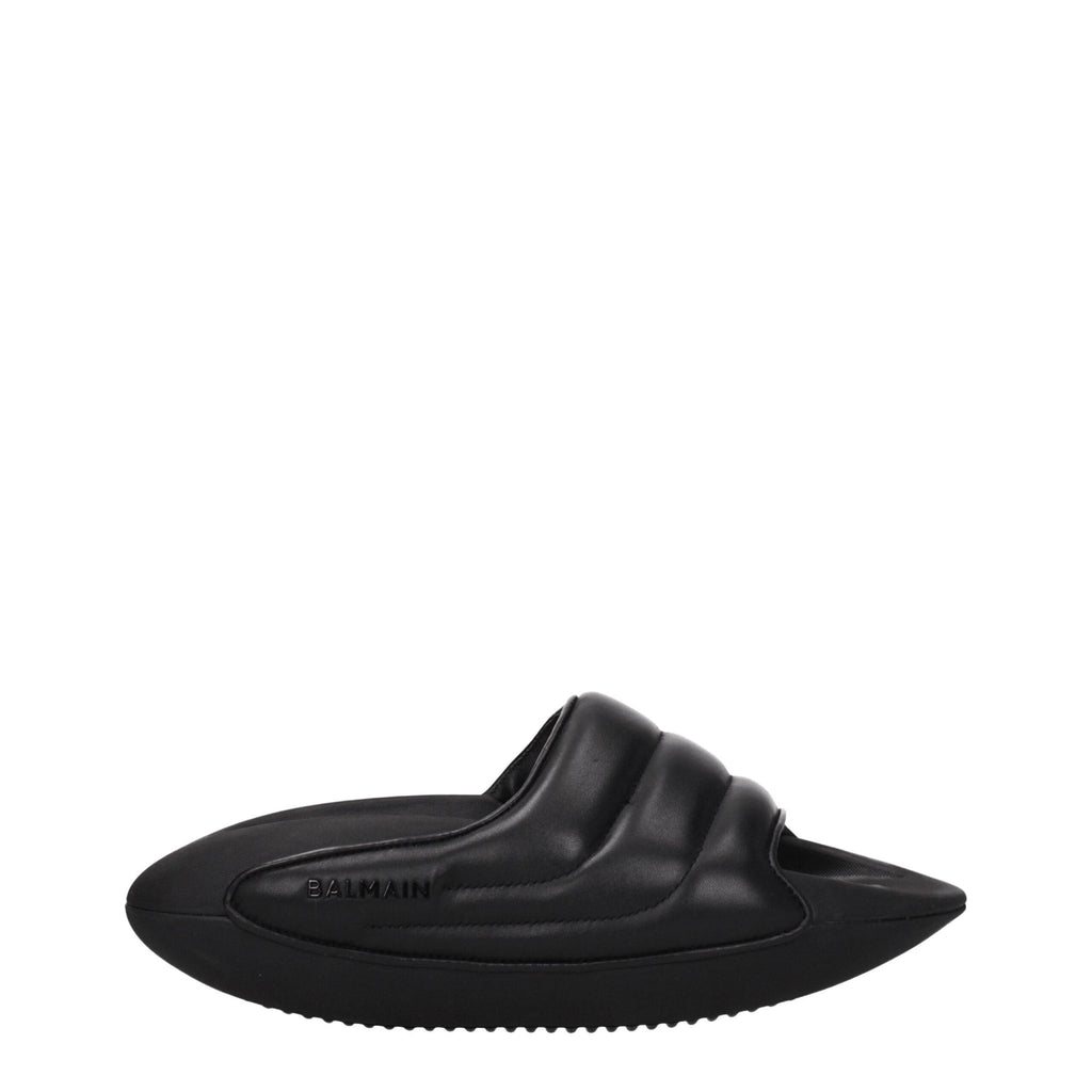 Balmain Black Leather Slipper - Beyzy Store - Balmain