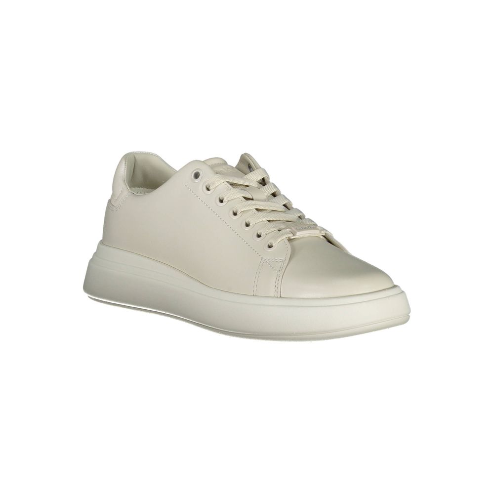 Calvin Klein Beige Leather Women Sneaker - Beyzy Store - Calvin Klein