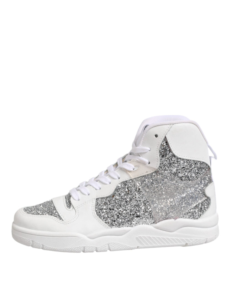 Chiara Ferragni White Silver High Top Women Sneakers Shoes - Beyzy Store - Chiara Ferragni