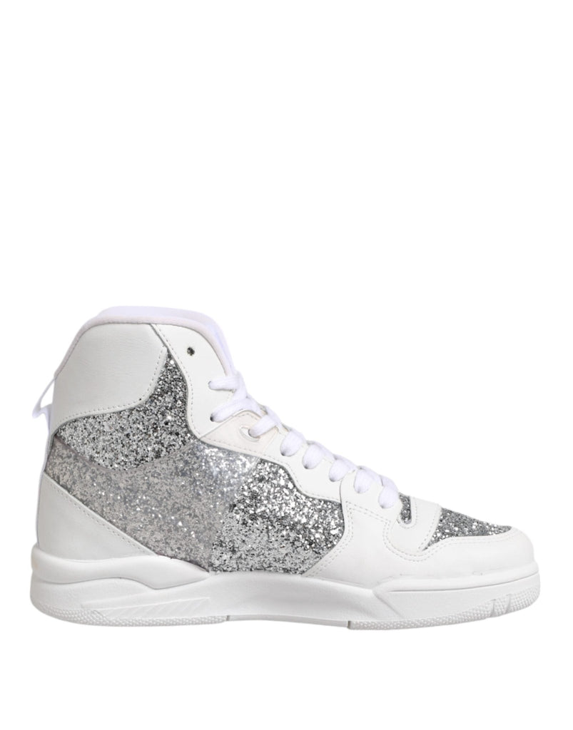 Chiara Ferragni White Silver High Top Women Sneakers Shoes - Beyzy Store - Chiara Ferragni