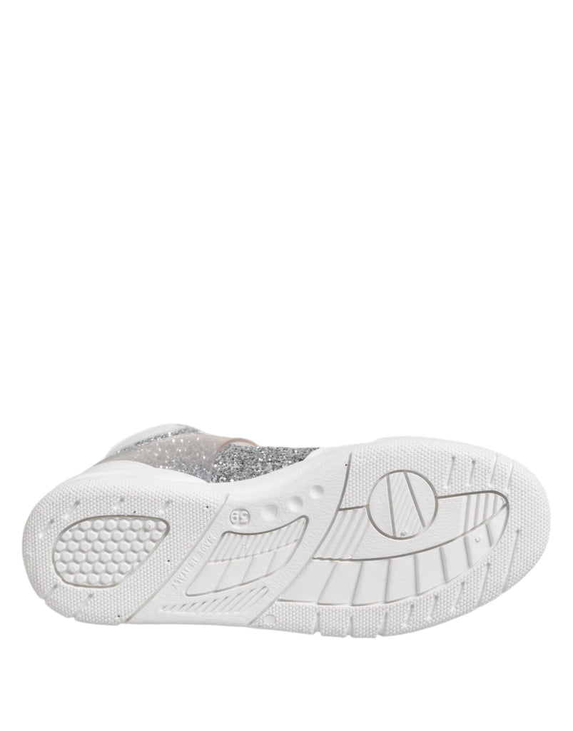 Chiara Ferragni White Silver High Top Women Sneakers Shoes - Beyzy Store - Chiara Ferragni