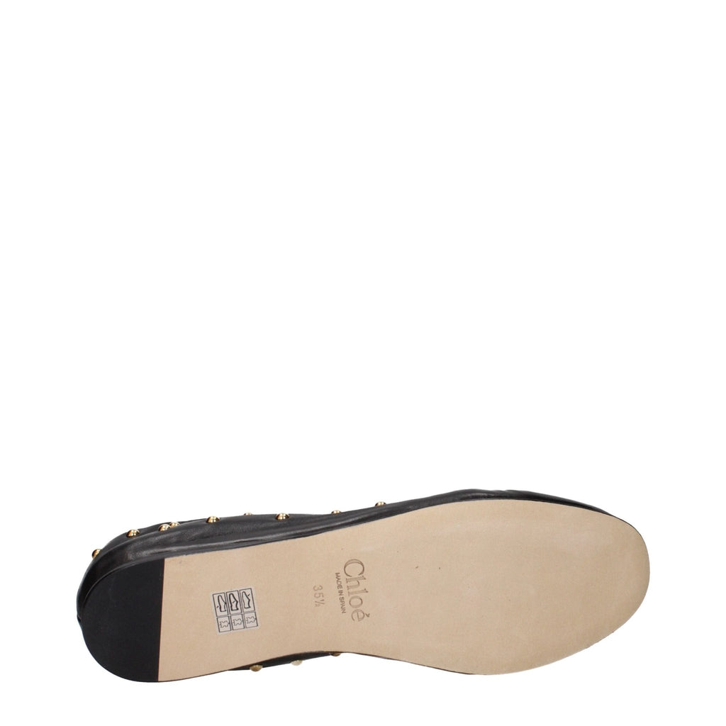 Chloé Black Leather Ballet Flats - Beyzy Store - Chloé
