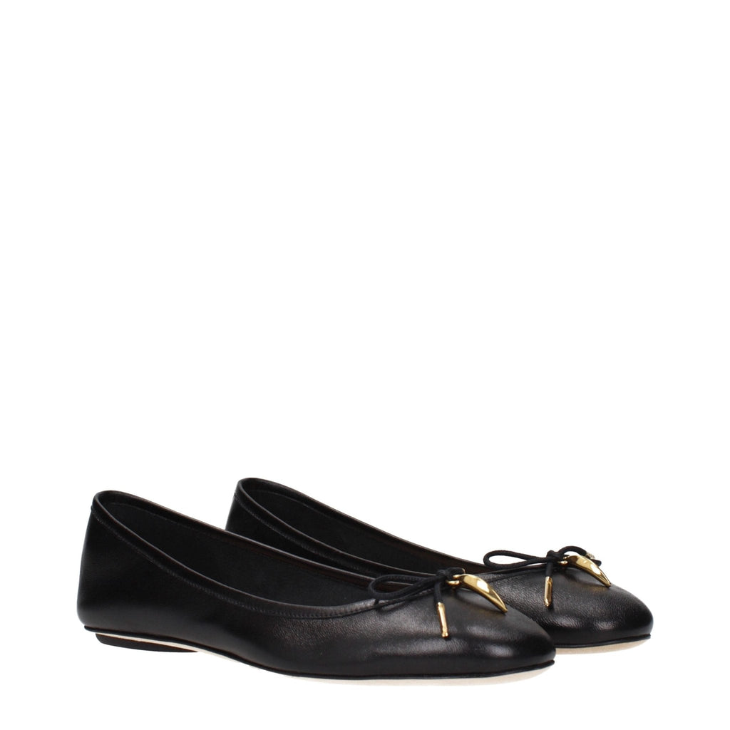 Chloé Black Leather Ballet Flats - Beyzy Store - Chloé