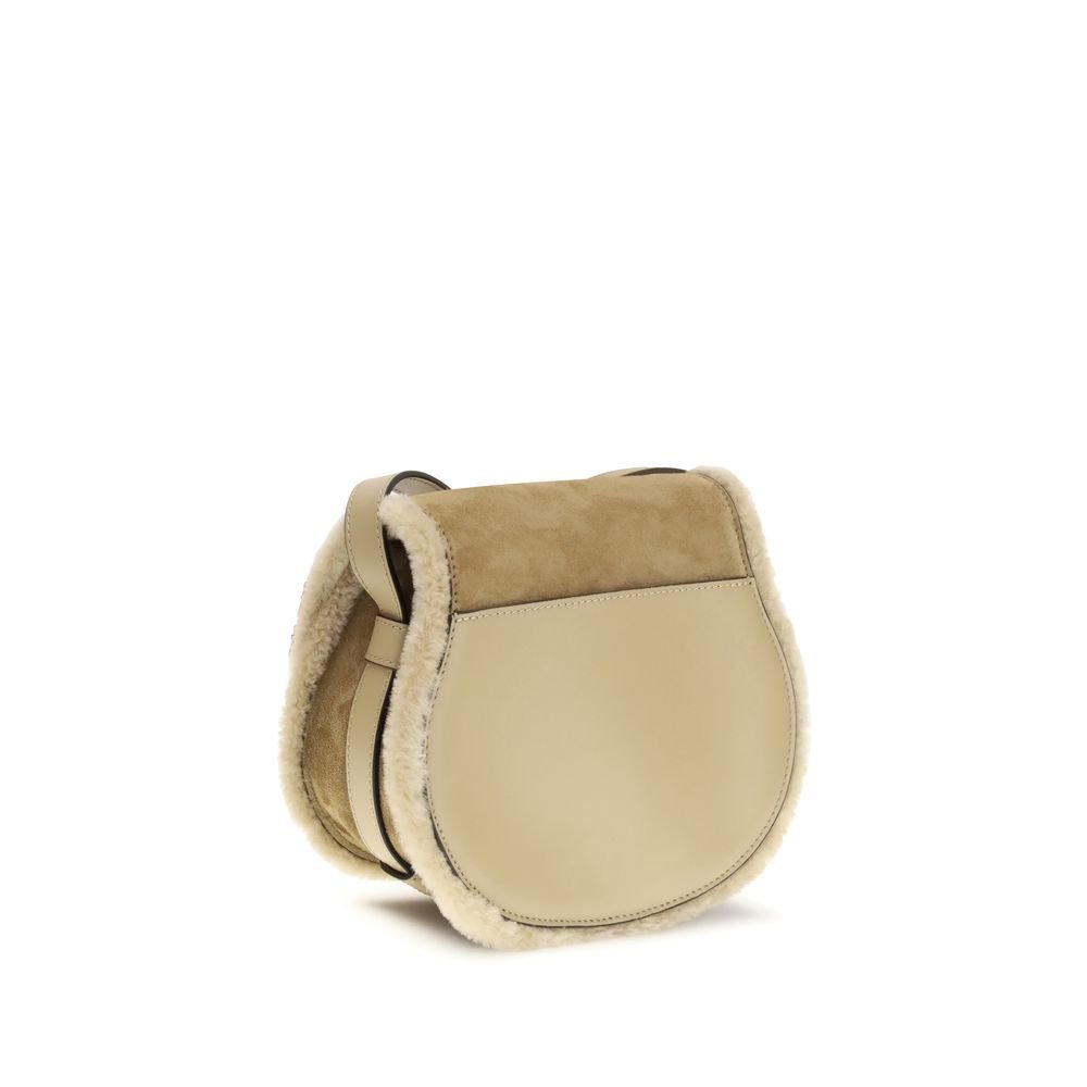 Chloé Small Saddle Marcie Shoulder Bag in suede and shearling - Beyzy Store - Chloé