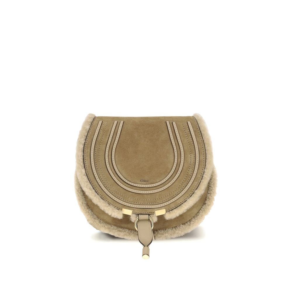 Chloé Small Saddle Marcie Shoulder Bag in suede and shearling - Beyzy Store - Chloé