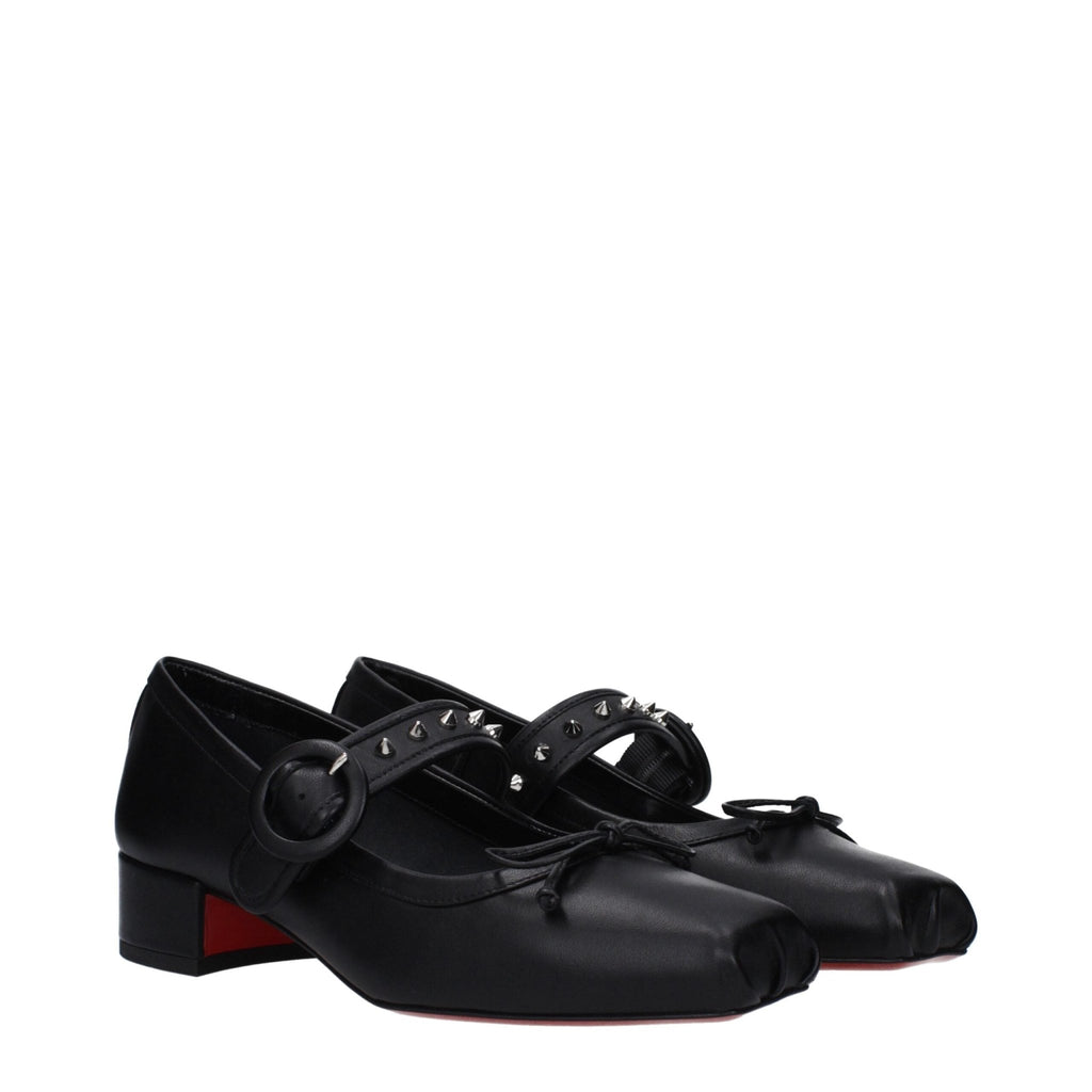 Christian Louboutin Black Leather Ballet Flats - Beyzy Store - Christian Louboutin