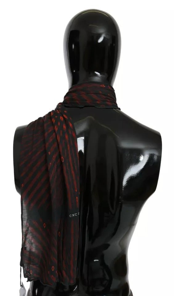 Costume National Black Red Viscose Foulard Branded Scarf - Beyzy Store - Costume National
