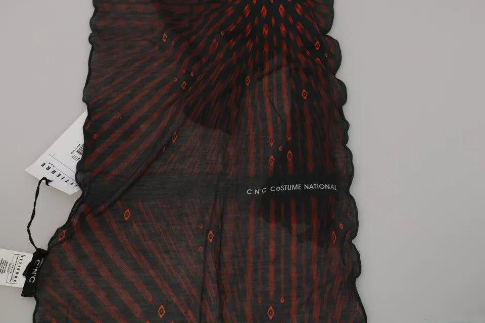 Costume National Black Red Viscose Foulard Branded Scarf - Beyzy Store - Costume National
