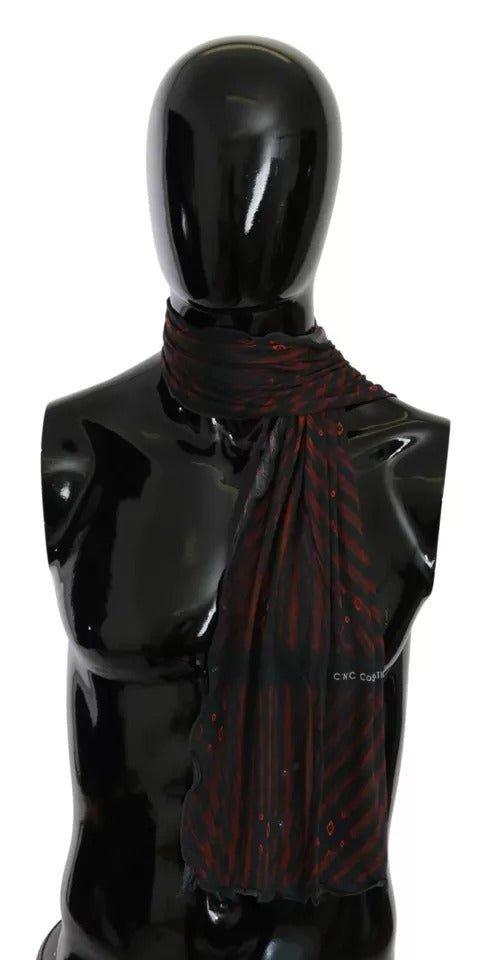 Costume National Black Red Viscose Foulard Branded Scarf - Beyzy Store - Costume National