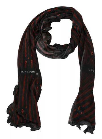 Costume National Black Red Viscose Foulard Branded Scarf - Beyzy Store - Costume National