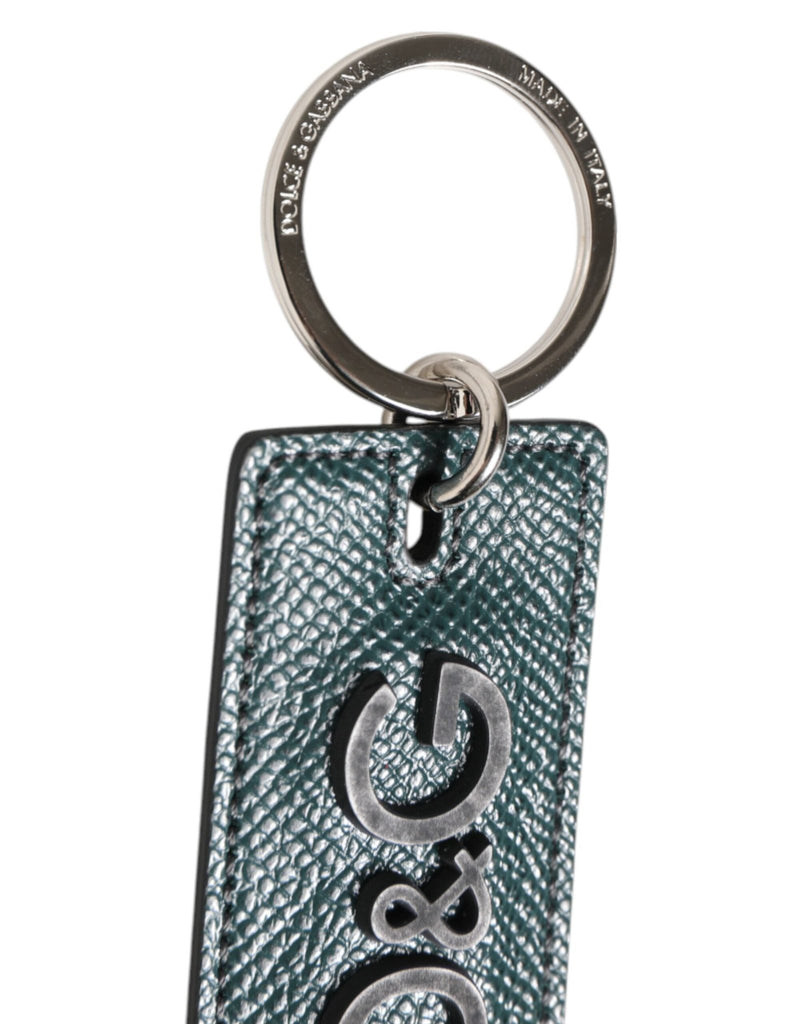 Dolce & Gabbana Army Green Leather Logo Metal Ring Men Keychain Keyring - Beyzy Store - Dolce & Gabbana