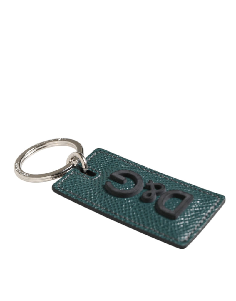 Dolce & Gabbana Army Green Leather Logo Metal Ring Men Keychain Keyring - Beyzy Store - Dolce & Gabbana