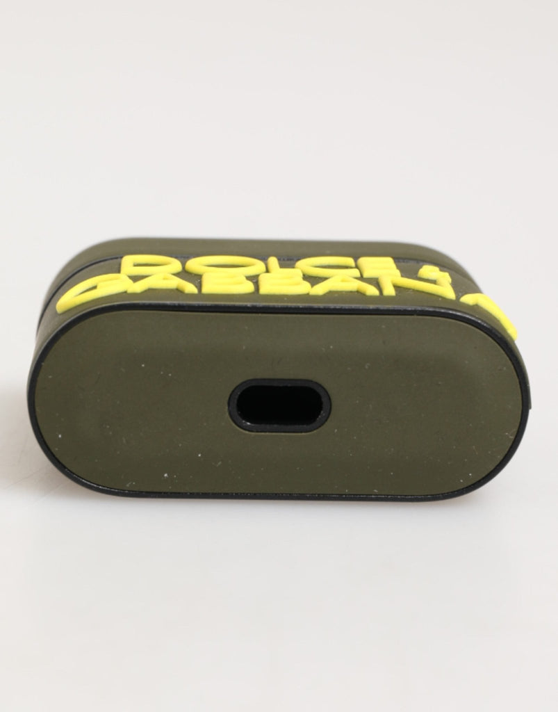 Dolce & Gabbana Army Green Rubber Logo Embossed Accessory Airpods Case - Beyzy Store - Dolce & Gabbana