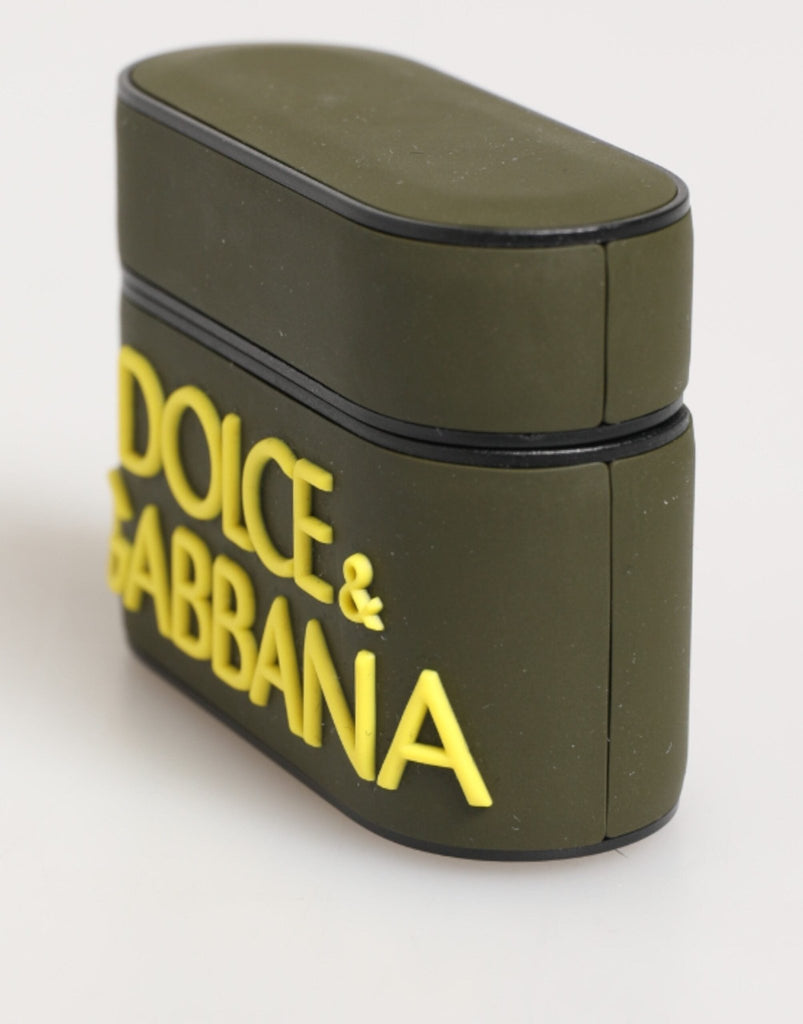 Dolce & Gabbana Army Green Rubber Logo Embossed Accessory Airpods Case - Beyzy Store - Dolce & Gabbana
