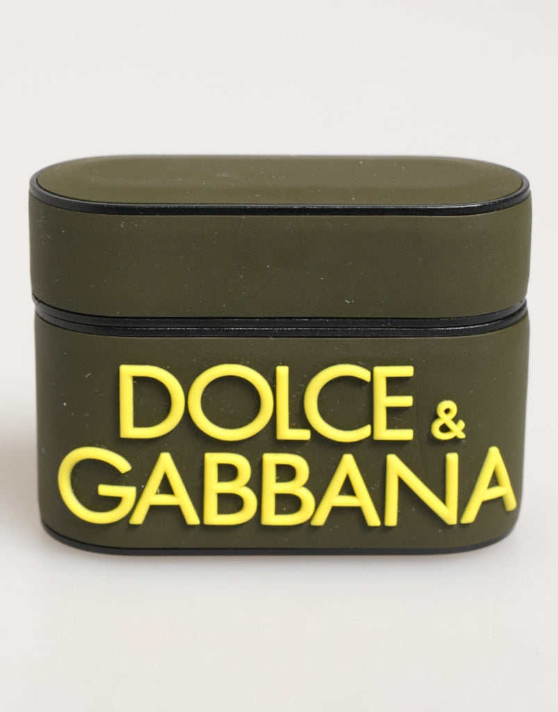 Dolce & Gabbana Army Green Rubber Logo Embossed Accessory Airpods Case - Beyzy Store - Dolce & Gabbana