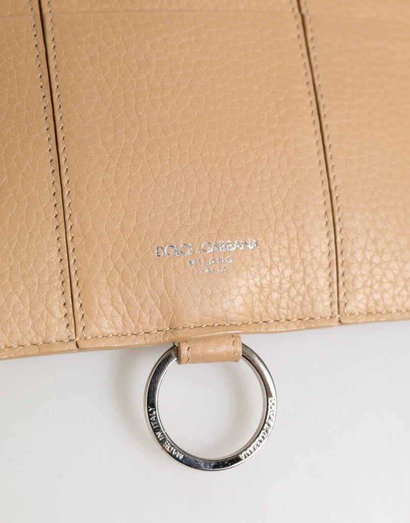 Dolce & Gabbana Beige Calfskin Leather Large Crossbody Card Holder Wallet - Beyzy Store - Dolce & Gabbana