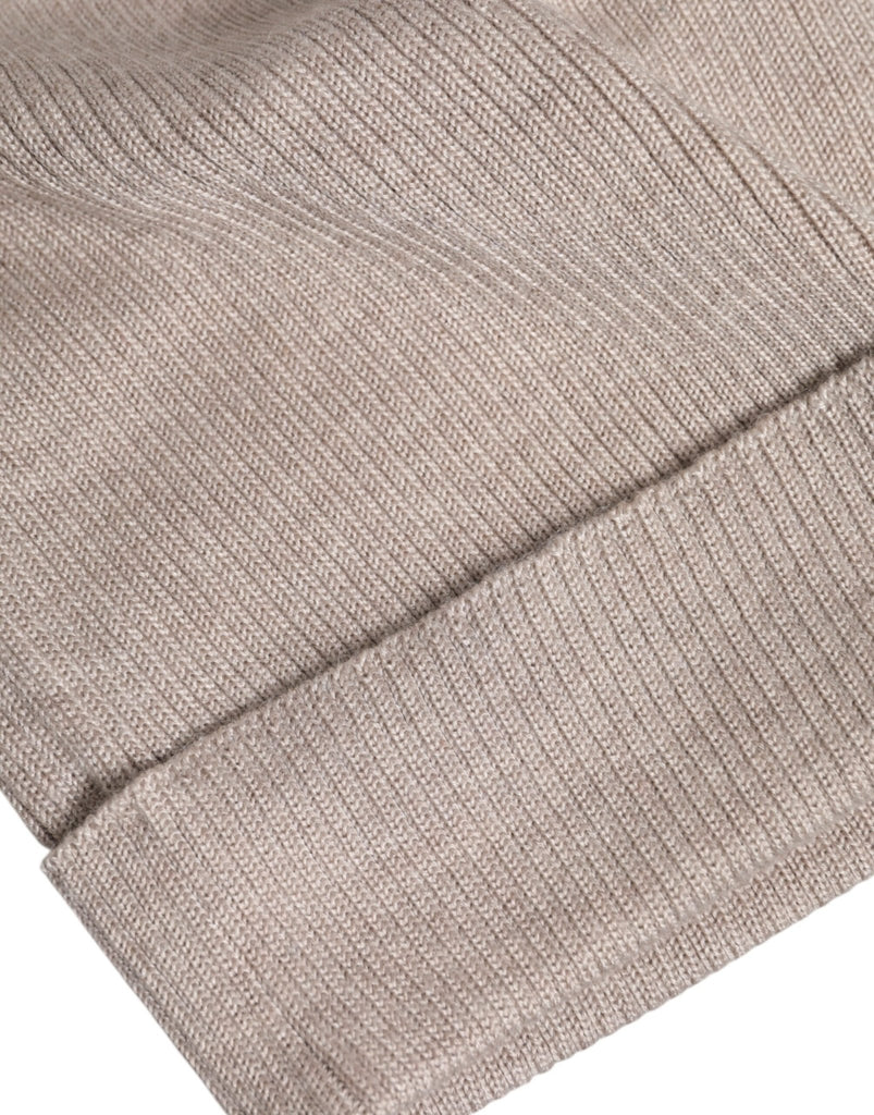 Dolce & Gabbana Beige Cashmere Knitted Winter Beanie Hat - Beyzy Store - Dolce & Gabbana