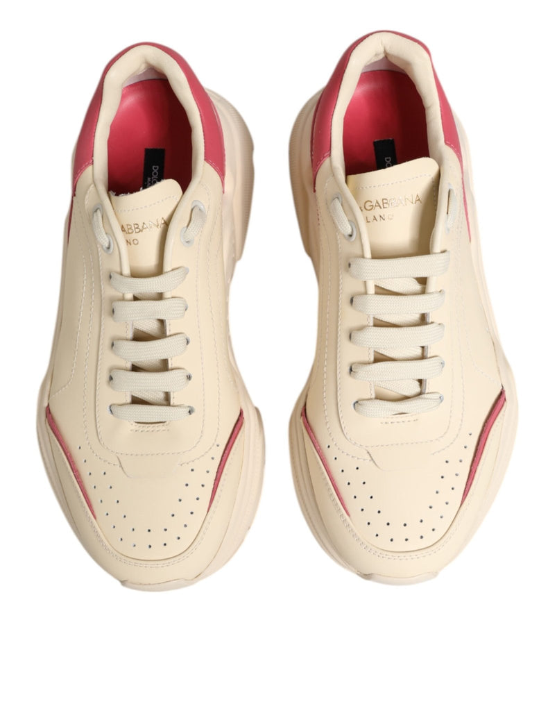 Dolce & Gabbana Beige Leather Daymaster Women Sneaker Shoes - Beyzy Store - Dolce & Gabbana