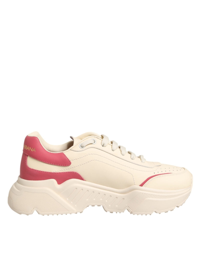 Dolce & Gabbana Beige Leather Daymaster Women Sneaker Shoes - Beyzy Store - Dolce & Gabbana