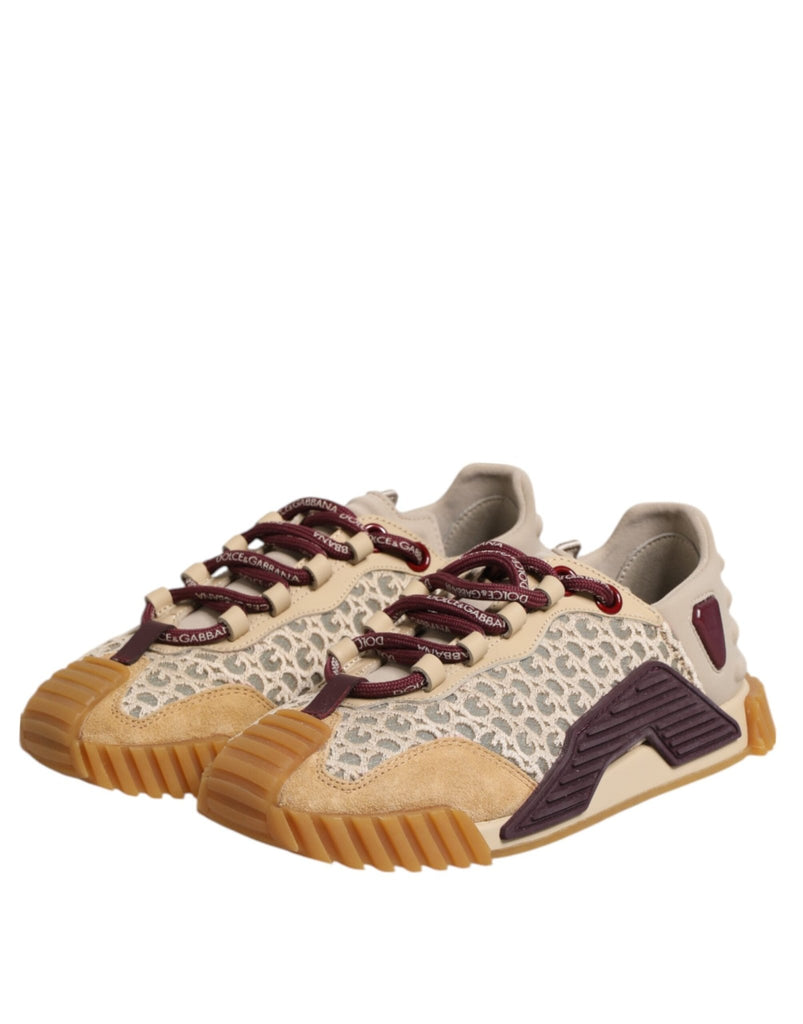 Dolce & Gabbana Beige Neoprene DG Logo NS1 Lace Sneakers Shoes - Beyzy Store - Dolce & Gabbana