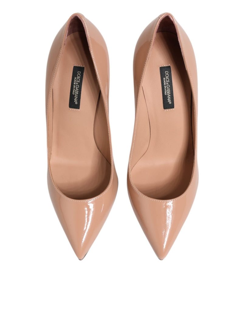 Dolce & Gabbana Beige Patent Leather Stiletto Heel Pump Shoes - Beyzy Store - Dolce & Gabbana