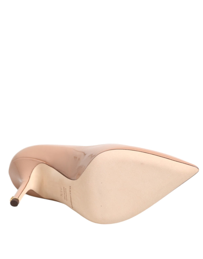 Dolce & Gabbana Beige Patent Leather Stiletto Heel Pump Shoes - Beyzy Store - Dolce & Gabbana