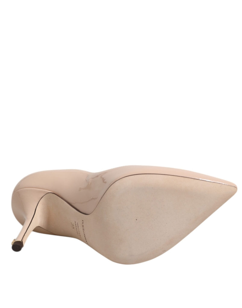 Dolce & Gabbana Beige Patent Leather Stiletto Heel Pumps Shoes - Beyzy Store - Dolce & Gabbana