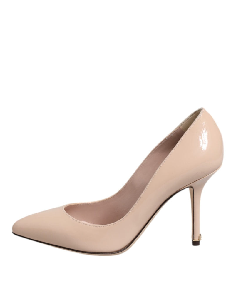 Dolce & Gabbana Beige Patent Leather Stiletto Heel Pumps Shoes - Beyzy Store - Dolce & Gabbana
