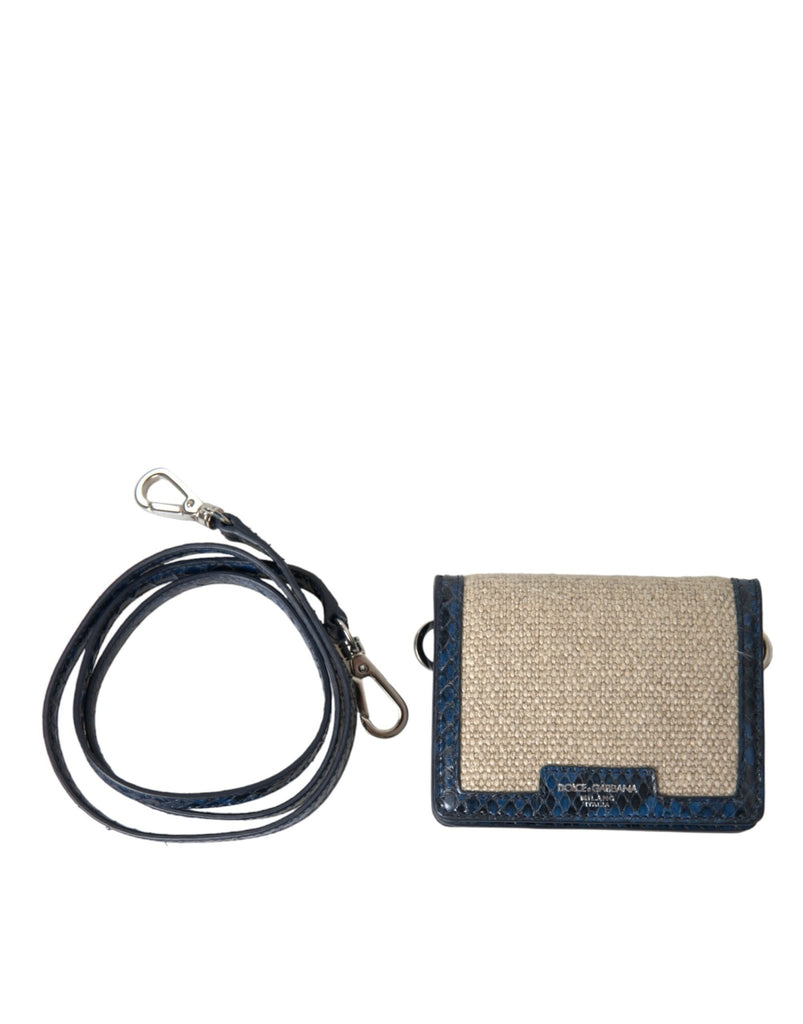 Dolce & Gabbana Beige Raffia Blue Leather Trim Mini Shoulder Purse Crossbody Bag - Beyzy Store - Dolce & Gabbana