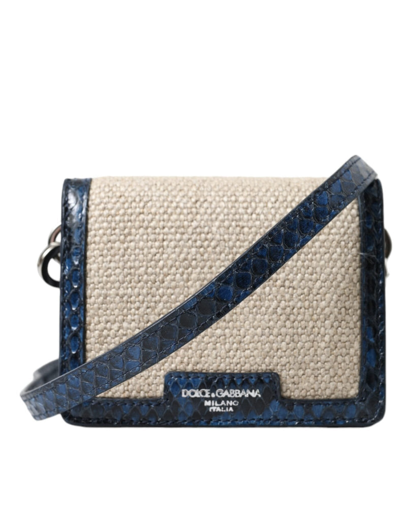 Dolce & Gabbana Beige Raffia Blue Leather Trim Mini Shoulder Purse Crossbody Bag - Beyzy Store - Dolce & Gabbana