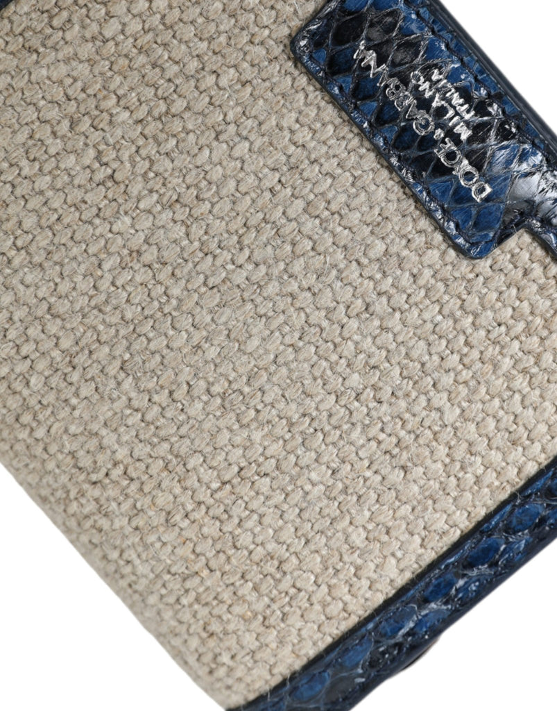 Dolce & Gabbana Beige Raffia Blue Leather Trim Mini Shoulder Purse Crossbody Bag - Beyzy Store - Dolce & Gabbana