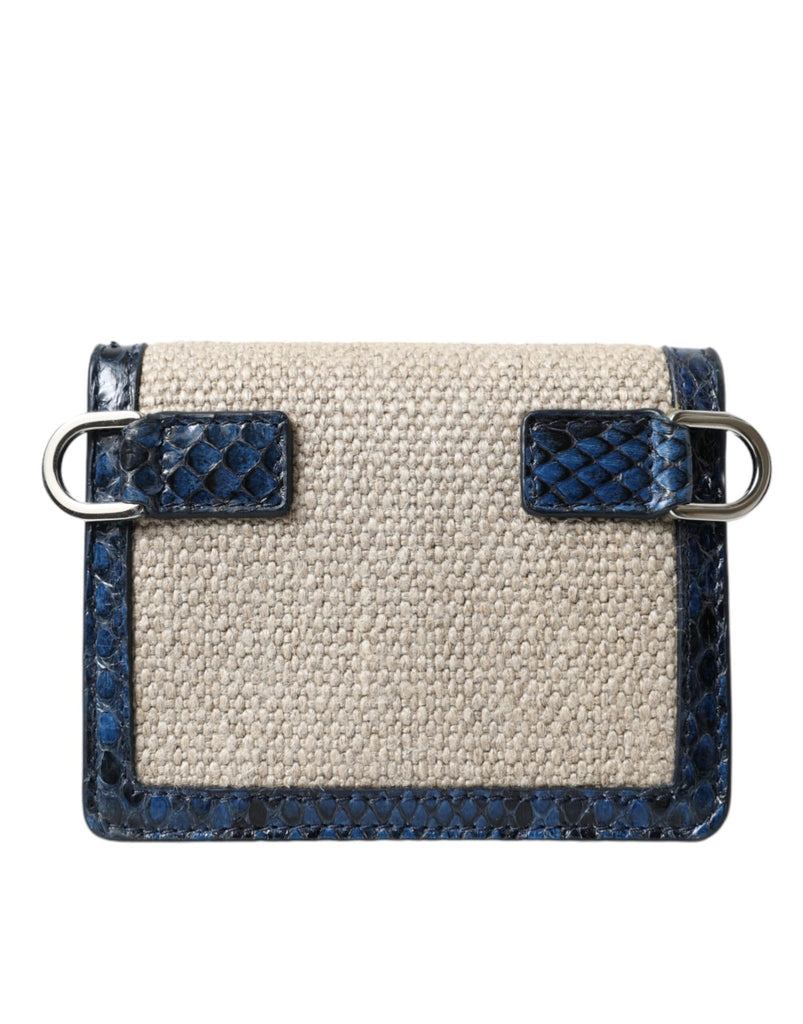 Dolce & Gabbana Beige Raffia Blue Leather Trim Mini Shoulder Purse Crossbody Bag - Beyzy Store - Dolce & Gabbana
