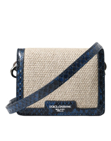 Dolce & Gabbana Beige Raffia Blue Leather Trim Mini Shoulder Purse Crossbody Bag - Beyzy Store - Dolce & Gabbana