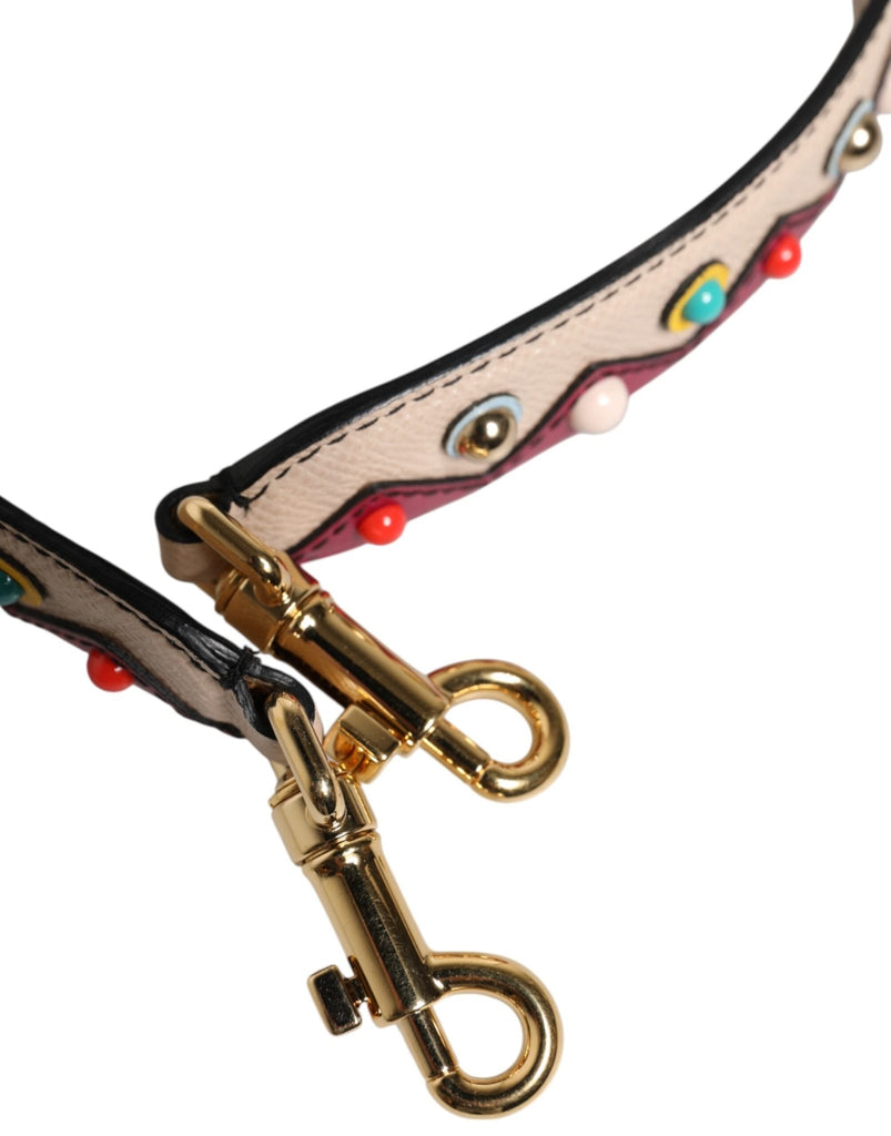 Dolce & Gabbana Beige Red Leather Handbag Accessory Shoulder Strap - Beyzy Store - Dolce & Gabbana