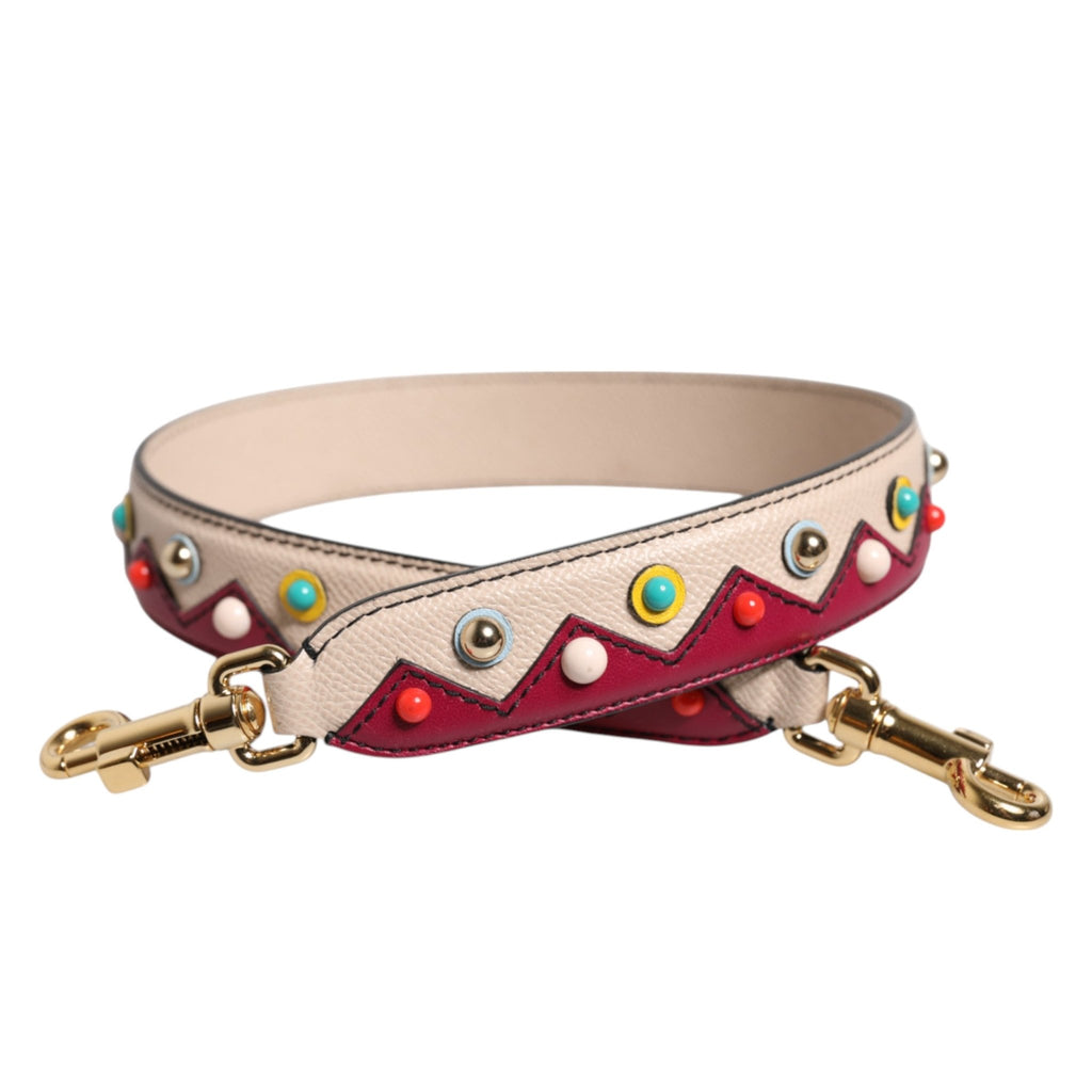 Dolce & Gabbana Beige Red Leather Handbag Accessory Shoulder Strap - Beyzy Store - Dolce & Gabbana