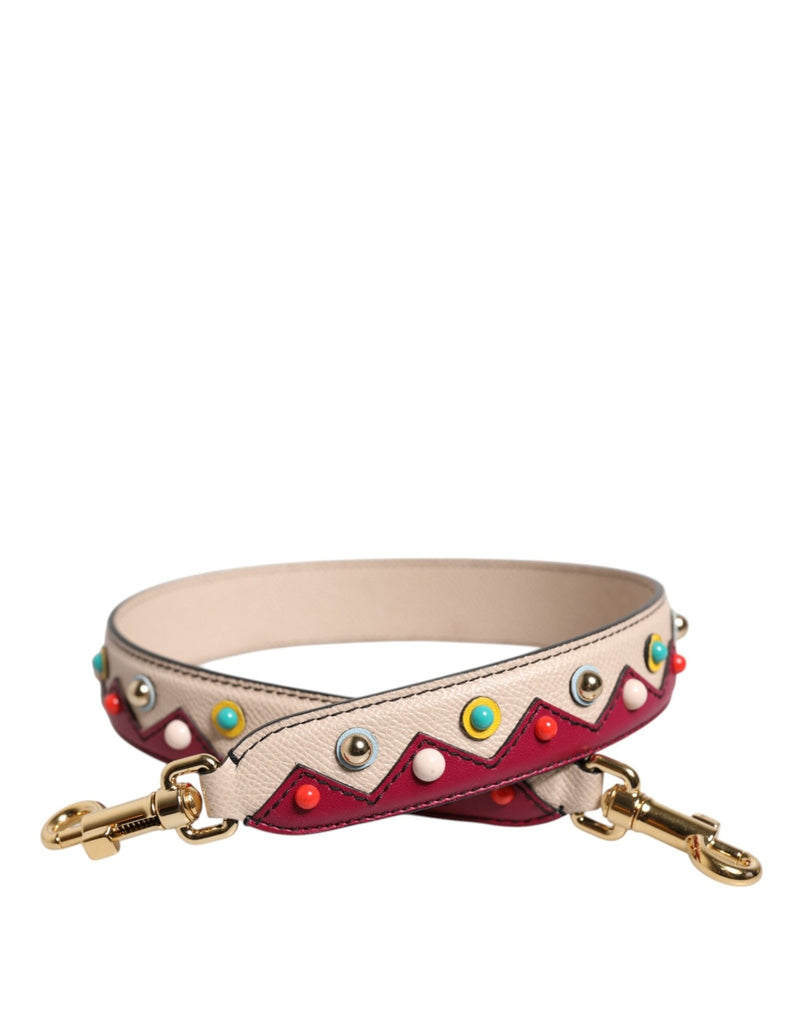 Dolce & Gabbana Beige Red Leather Handbag Accessory Shoulder Strap - Beyzy Store - Dolce & Gabbana