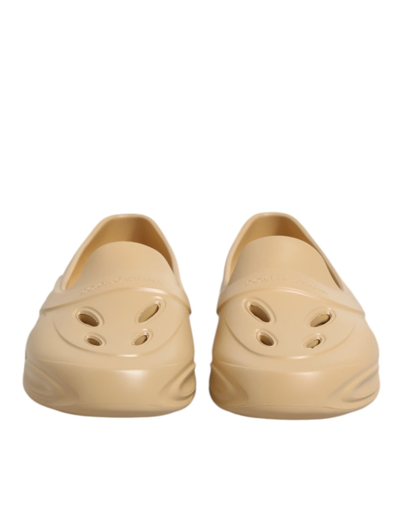 Dolce & Gabbana Beige Rubber Slides Low Top Sneakers Shoes - Beyzy Store - Dolce & Gabbana