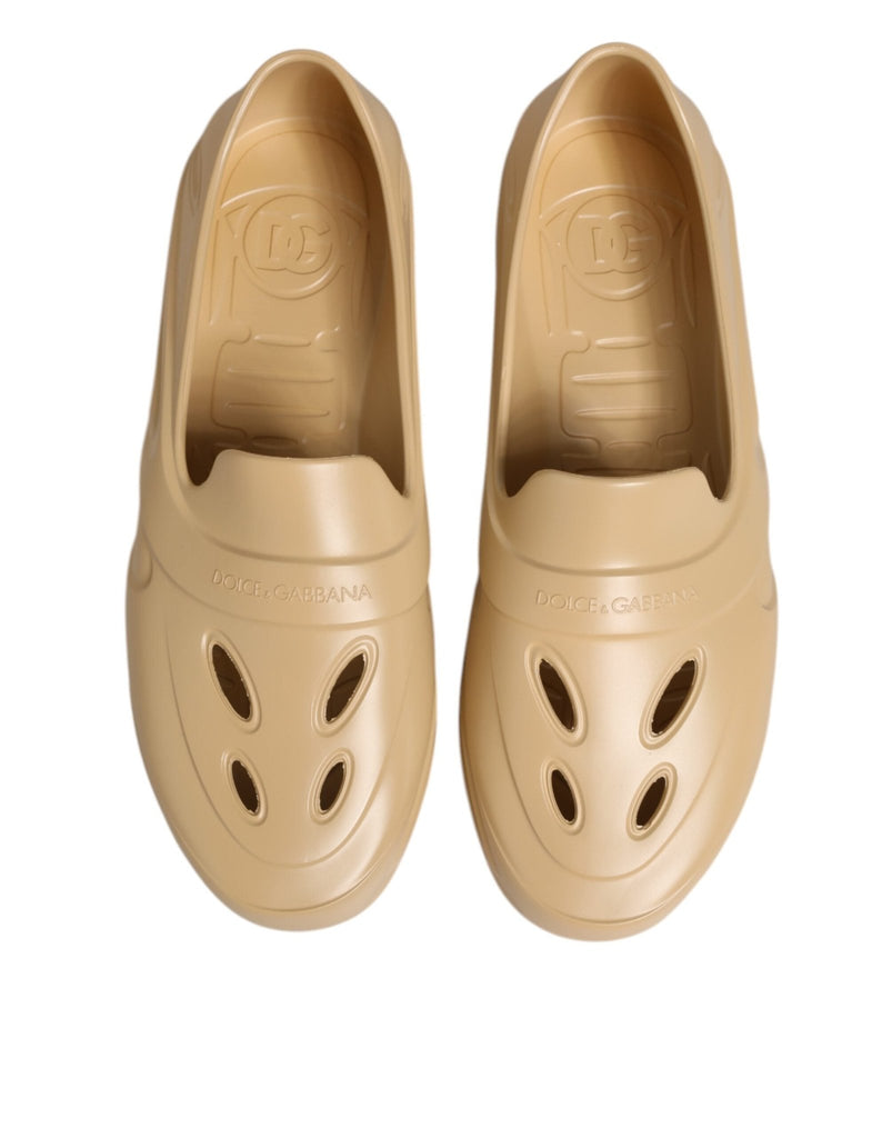 Dolce & Gabbana Beige Rubber Slides Low Top Sneakers Shoes - Beyzy Store - Dolce & Gabbana