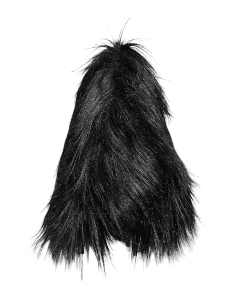 Dolce & Gabbana Black Acrylic Fur Womens Bucket Hat - Beyzy Store - Dolce & Gabbana