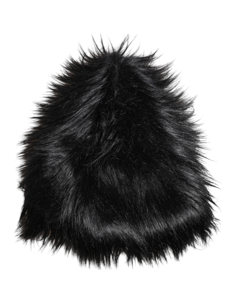 Dolce & Gabbana Black Acrylic Fur Womens Bucket Hat - Beyzy Store - Dolce & Gabbana