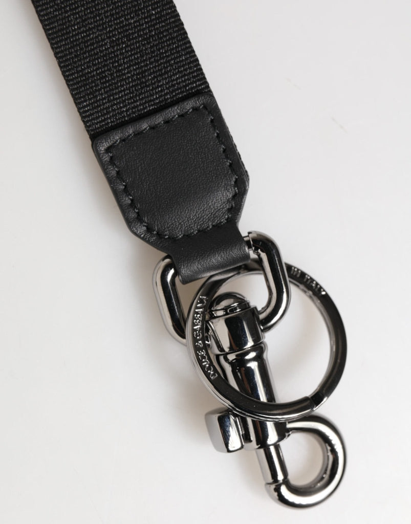 Dolce & Gabbana Black Blue DG Logo Polyester Brass Holder Keychain Keyring - Beyzy Store - Dolce & Gabbana