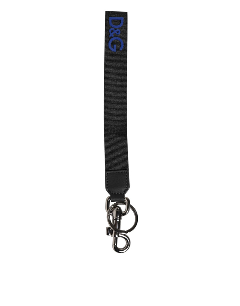 Dolce & Gabbana Black Blue DG Logo Polyester Brass Holder Keychain Keyring - Beyzy Store - Dolce & Gabbana