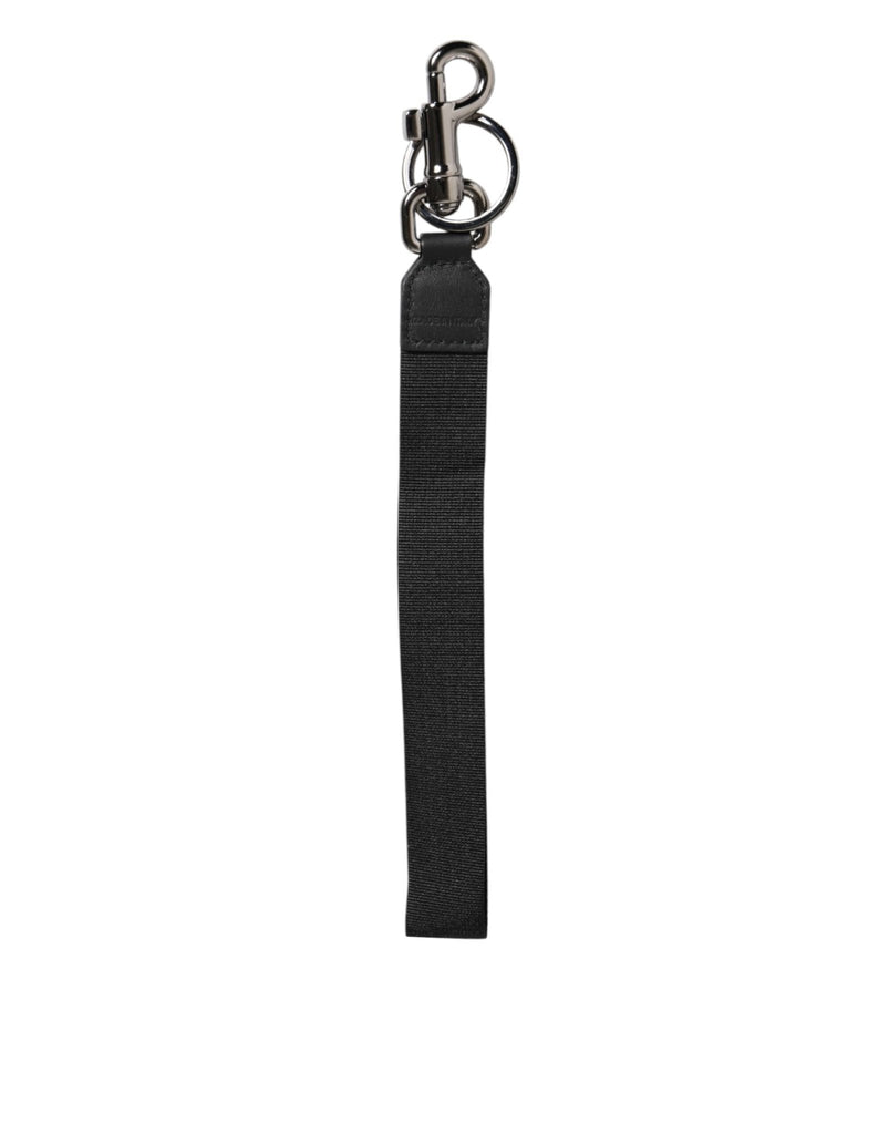 Dolce & Gabbana Black Blue DG Logo Polyester Brass Holder Keychain Keyring - Beyzy Store - Dolce & Gabbana
