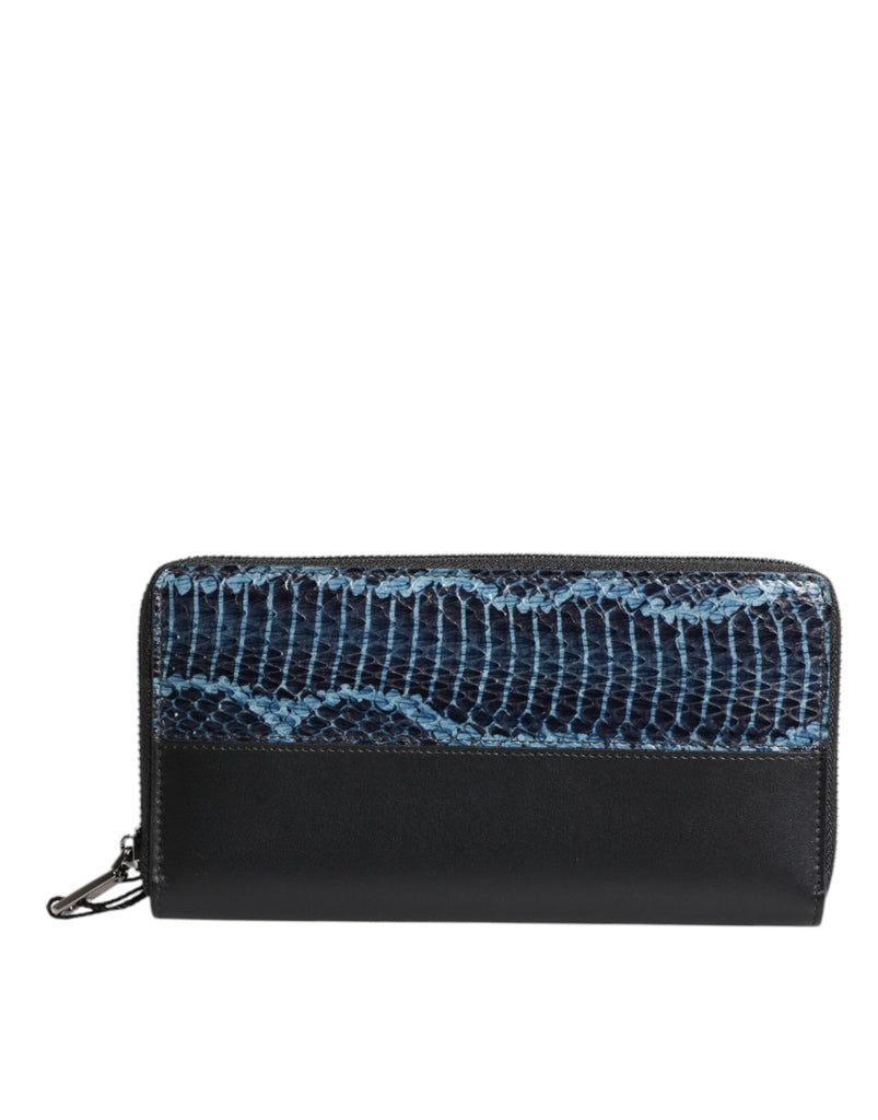 Dolce & Gabbana Black Blue Exotic Leather Embossed Continental Wallet - Beyzy Store - Dolce & Gabbana