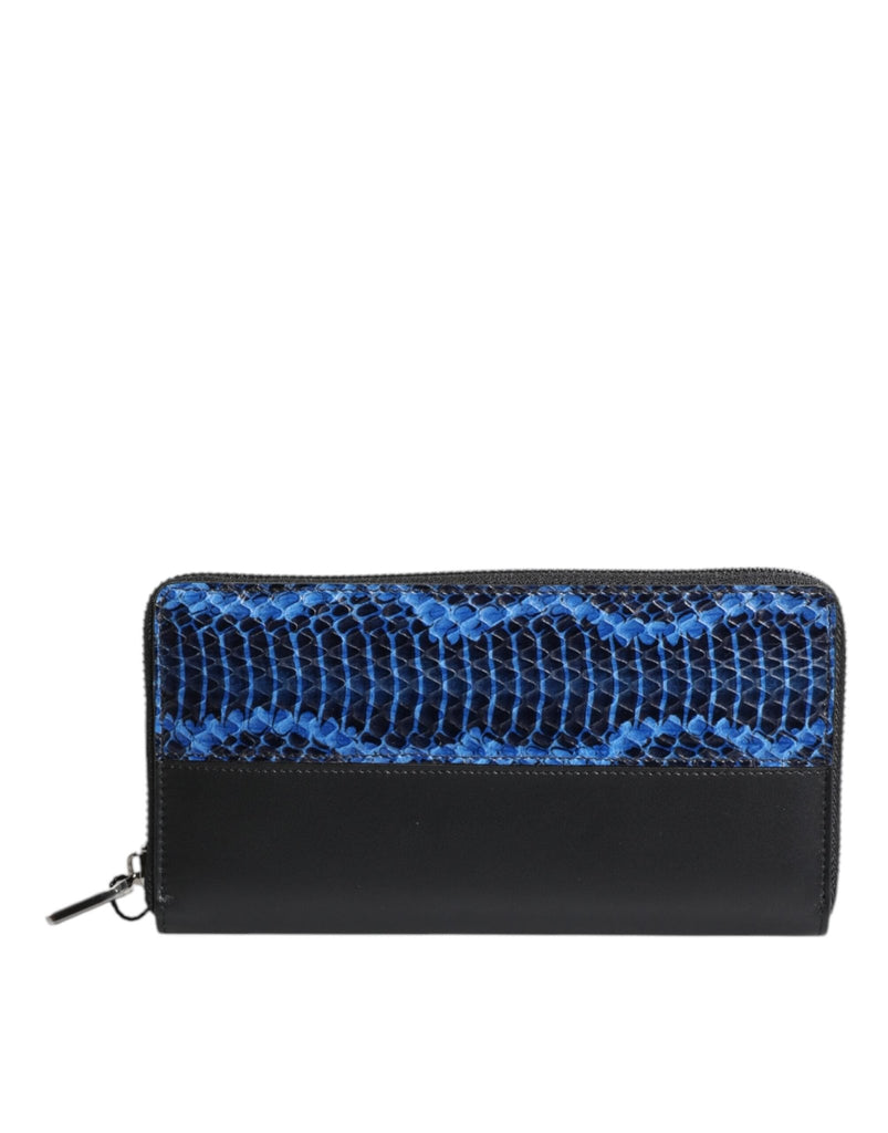 Dolce & Gabbana Black Blue Exotic Leather Embossed Continental Wallet - Beyzy Store - Dolce & Gabbana