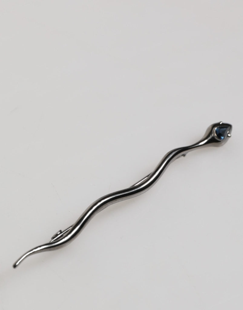 Dolce & Gabbana Black Brass Crystal Spilla Serpente Mens Brooch Pin - Beyzy Store - Dolce & Gabbana