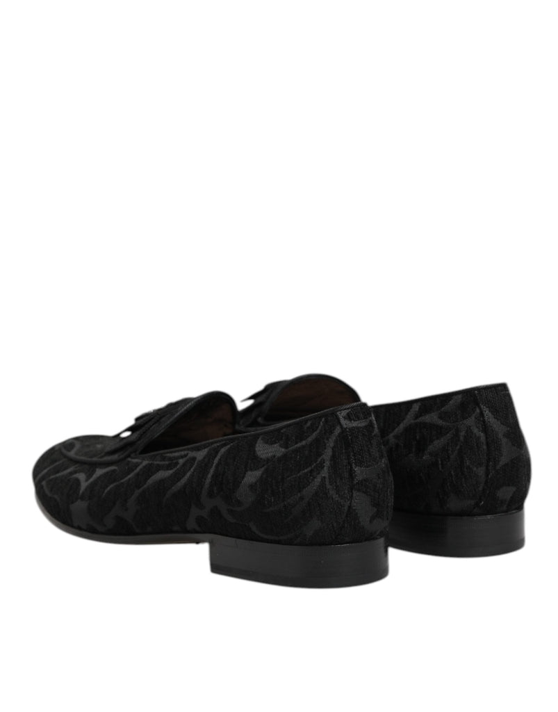 Dolce & Gabbana Black Brocade Crown Loafers Dress Shoes - Beyzy Store - Dolce & Gabbana
